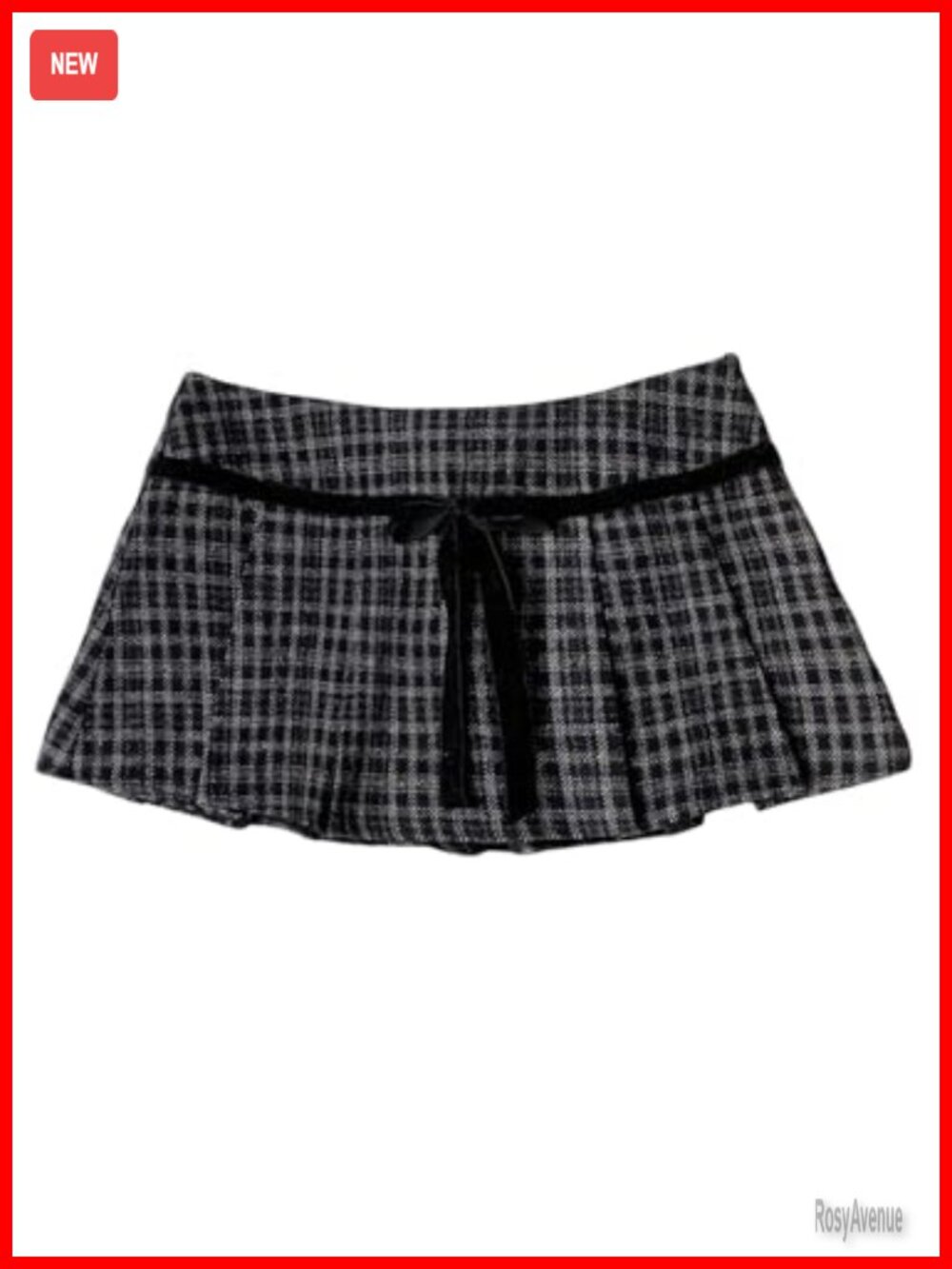 Plaid Pleated Mini Skirt Low Waist A Line Flared Short Skirt